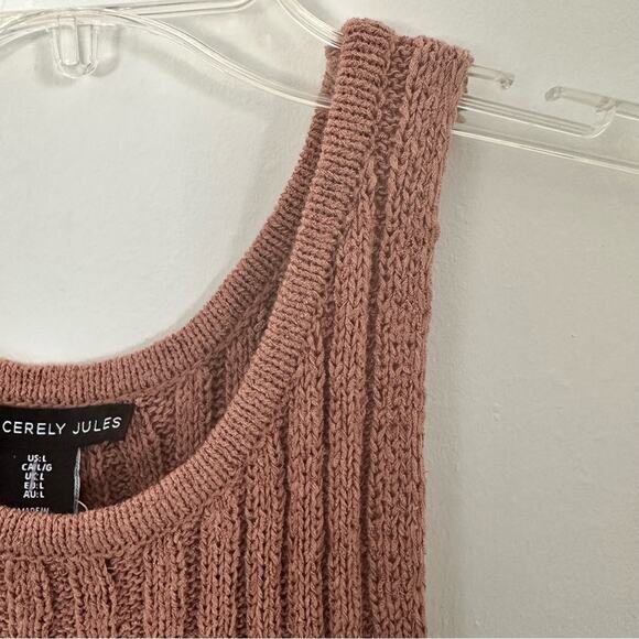 Sincerely Jules Ribbed Knit Tank Top Brown Sleeveless Sweater Large Junior - Picture 5 of 9